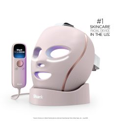 Shark-Ninja CryoGlow LED Face Mask & Charging Stand in Rose Glow