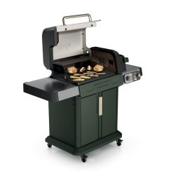 Alternative view of Shark-Ninja FlexFlame Grill and Smoker in Green
