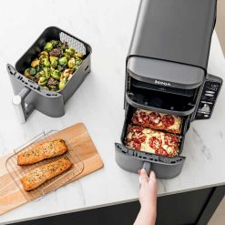 Alternative view of Shark-Ninja DoubleStack 10-QT Double Air Fryer in Stone Gold