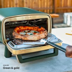 Alternative view of Shark-Ninja Artisan 5-in-1 Portable Pizza Oven in Blue and Gold