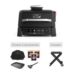 Shark-Ninja Woodfire Outdoor Grill and Smoker Stand Bundle